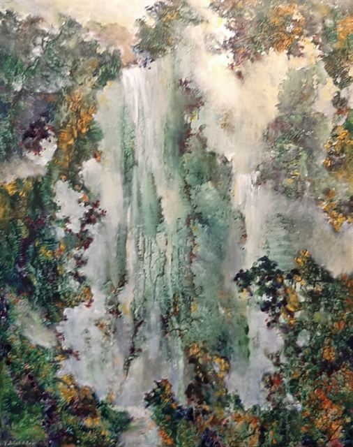 Cascade verte — Acrylique sur toile de Patrick Adam