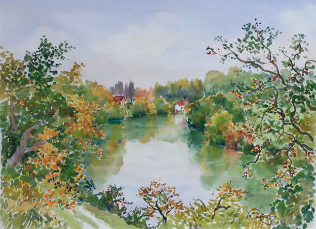 Bord de Marne — Aquarelle de Patrick Adam
