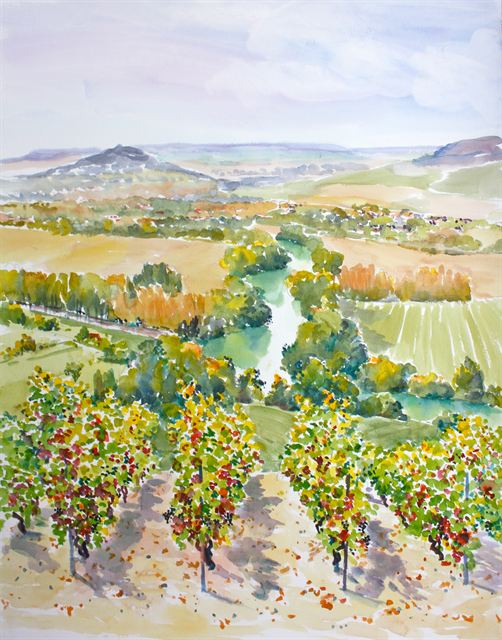 La vallée en septembre — Aquarelle de Patrick Adam