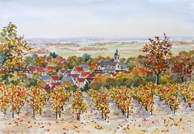 Automne à Verzy — Aquarelle de Patrick Adam